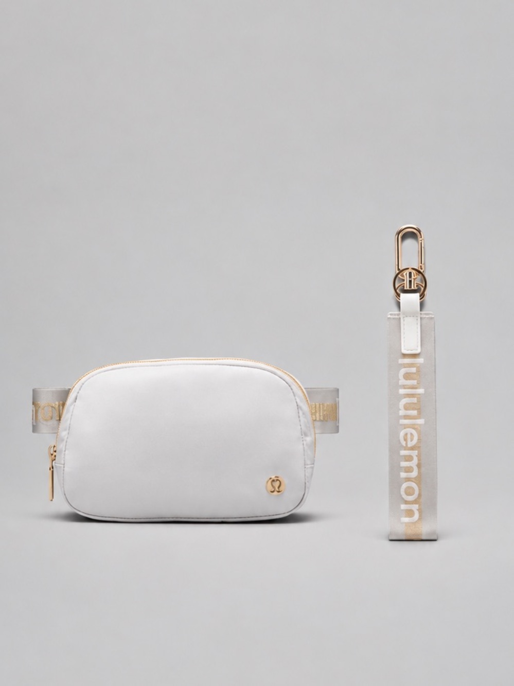 Lululemon Everywhere Belt Bag 1L & Never Lost Keychain Set - Vapor/Gold